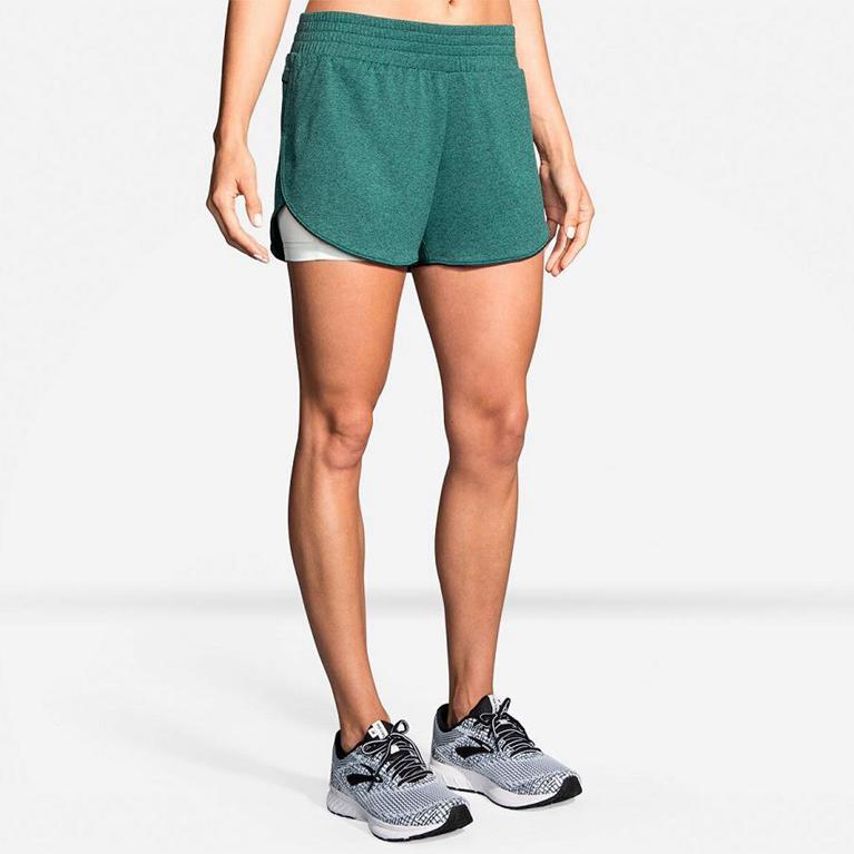 Brooks Rep 3 2-in-1 Running Shorts - Women's - Green (03421-NRYE)